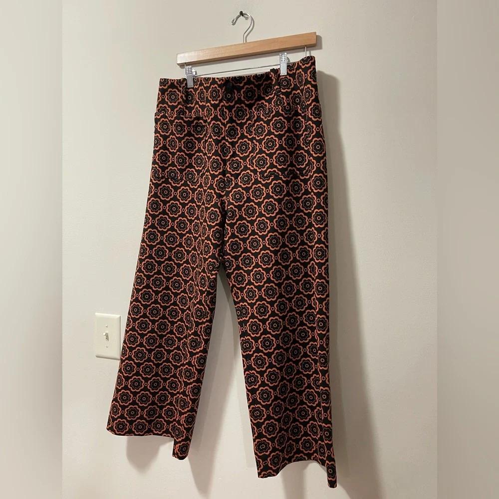 Maeve Anthropologie Colette Wide Leg High Waist Ponte Motif Cropped Pants Sz 34 - Picture 5 of 11